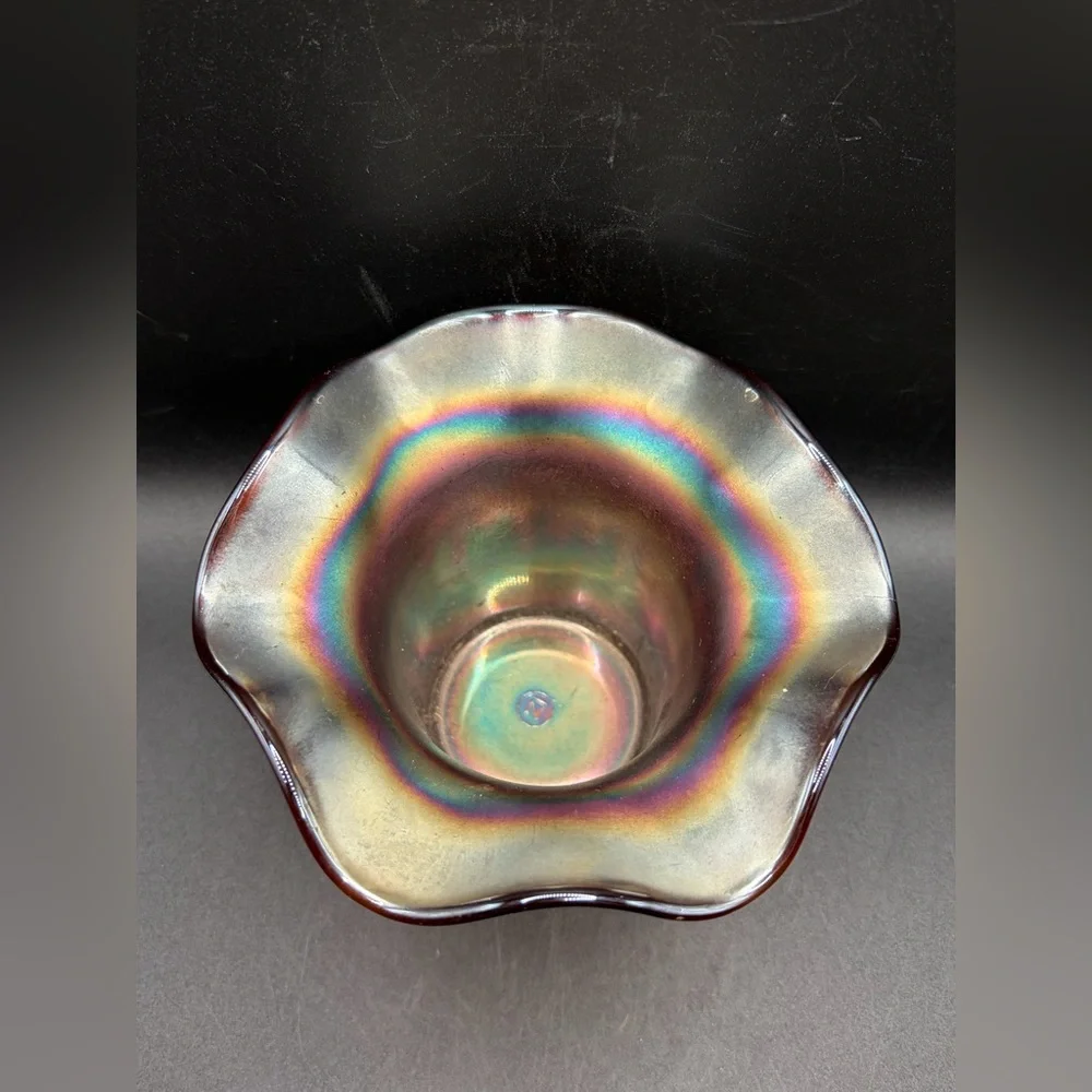 Vintage Northwood Amethyst Carnival Glass Luster Flute Hat Vase, Collectible
